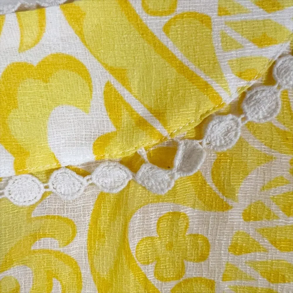 Kate Spade Yellow Pineapple Print Linen and Silk Blend Tunic Dress Size XS